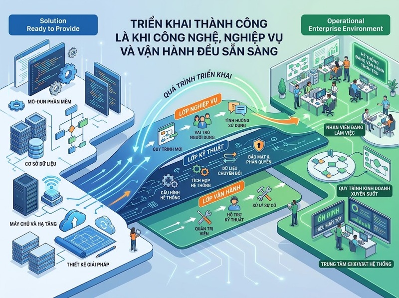 Triển khai công nghệ doanh nghiệp từ chuẩn bị, cấu hình đến chuyển giao và vận hành